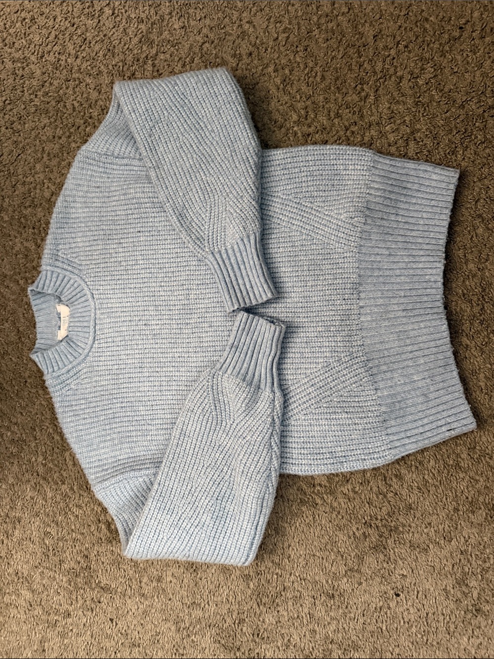 Time and Tru Light Blue Ribbed Crewneck Sweater